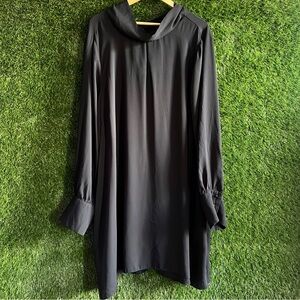 City Chic XXL 24 Silky Neck Bow Tie Striped Dress Black NDD20